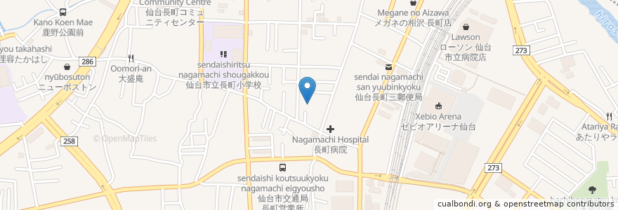 Mapa de ubicacion de 舞台八幡神社 en 일본, 미야기현, 仙台市, 太白区.