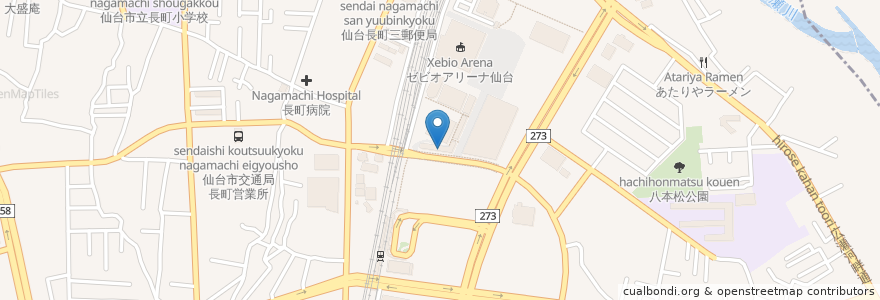 Mapa de ubicacion de 漁亭浜や あすと長町店 en Japon, Préfecture De Miyagi, 仙台市, 太白区.