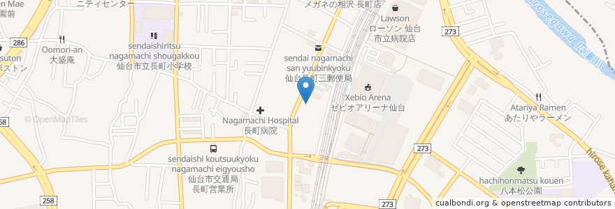 Mapa de ubicacion de 鈴木研一内科クリニック en Giappone, 宮城県, 仙台市, 太白区.