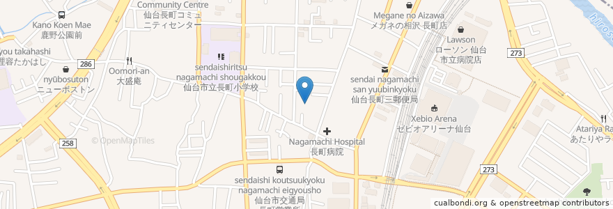 Mapa de ubicacion de 比良岐大明神 en 日本, 宫城县, 仙台市, 太白区.