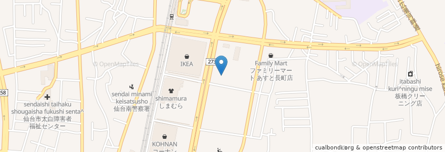 Mapa de ubicacion de 昭和シェル あすと長町SS en 日本, 宮城県, 仙台市, 太白区.