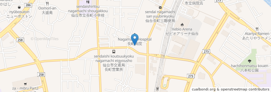 Mapa de ubicacion de 鉄板焼 お好み焼 よっちゃん en 日本, 宫城县, 仙台市, 太白区.