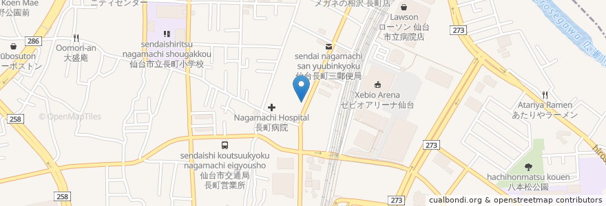 Mapa de ubicacion de ぱたぱた家 長町店 en Japan, Miyagi Prefecture, Sendai, Taihaku Ward.