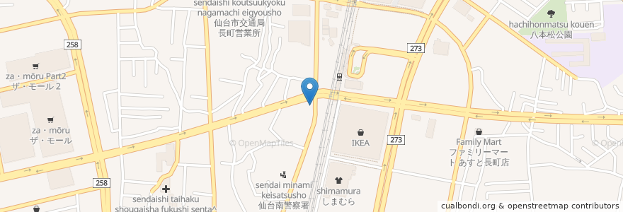 Mapa de ubicacion de 孔府家宴 長町店 en 日本, 宮城県, 仙台市, 太白区.