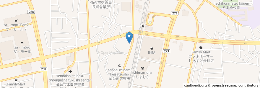 Mapa de ubicacion de 田中そば店 en Япония, Мияги, 仙台市, 太白区.