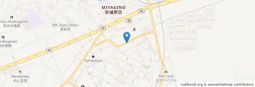 Mapa de ubicacion de ストロベリーコーンズ en اليابان, 宮城県, 仙台市, 宮城野区.