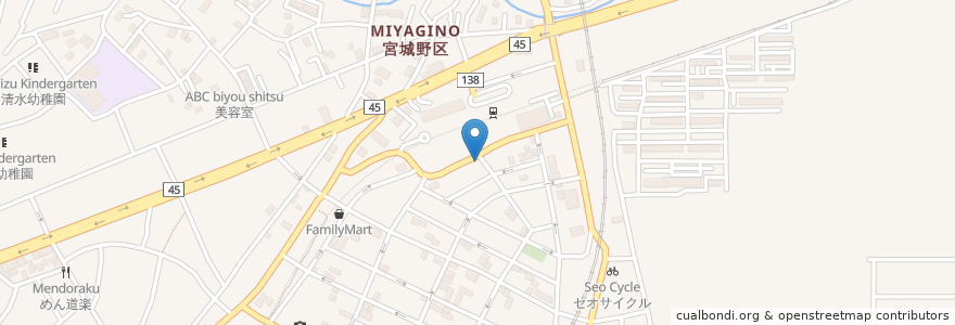 Mapa de ubicacion de れいんぼーなーさりー原町館 en Japón, Prefectura De Miyagi, 仙台市, 宮城野区.