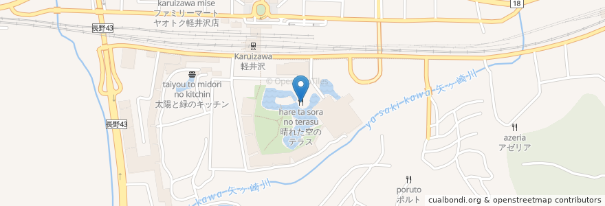 Mapa de ubicacion de 晴れた空のテラス en 일본, 나가노현, 北佐久郡, 軽井沢町.
