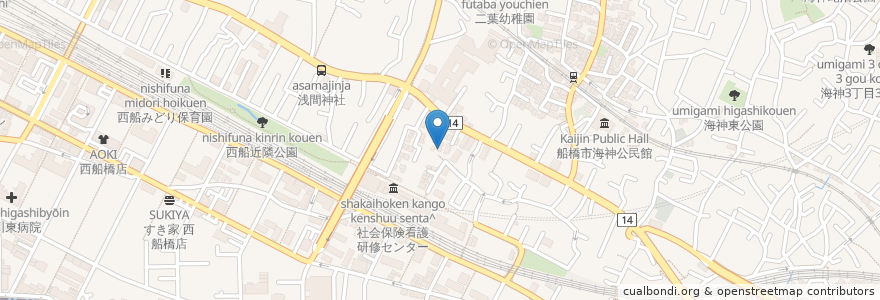 Mapa de ubicacion de 龍神社 en 일본, 지바현, 船橋市.
