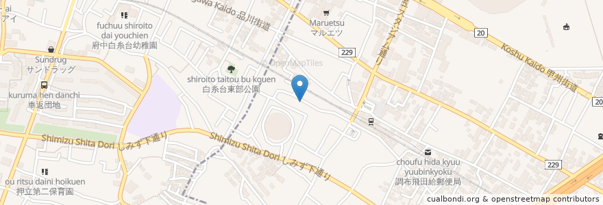 Mapa de ubicacion de 緒方医院 en اليابان, 東京都, 府中市, 調布市.