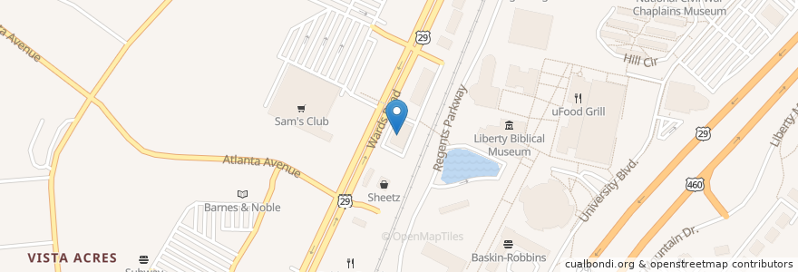 Mapa de ubicacion de Jersey Mike's Subs en Amerika Syarikat, Virginia, Lynchburg, Lynchburg City.