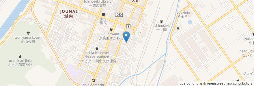 Mapa de ubicacion de 一関駅前郵便局 en Japón, Prefectura De Iwate, 一関市.