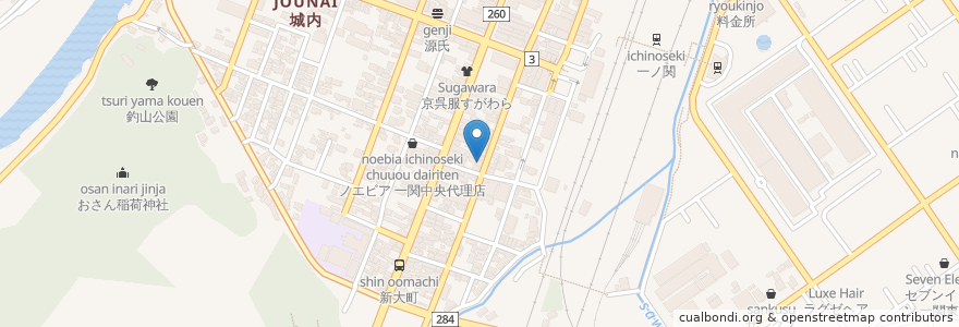 Mapa de ubicacion de 蛇の目寿司本店 en 日本, 岩手県, 一関市.