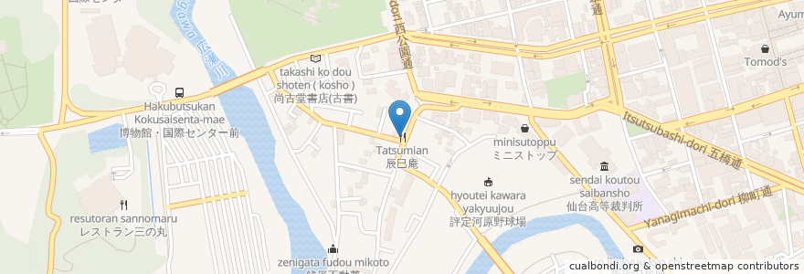 Mapa de ubicacion de 辰巳庵 en 日本, 宫城县, 仙台市, 青葉区.