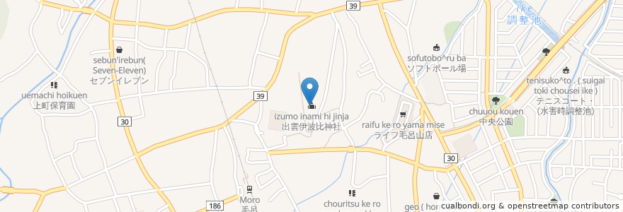 Mapa de ubicacion de 出雲伊波比神社 en 日本, 埼玉县, 入間郡, 毛呂山町.