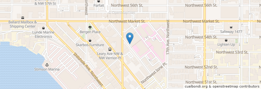 Mapa de ubicacion de Odin Apartments Residential Parking en Stati Uniti D'America, Washington, King County, Seattle.