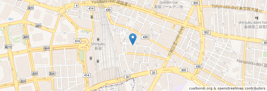 Mapa de ubicacion de Kani Douraku Shinjuki eki mae en Japão, Tóquio, 新宿区.