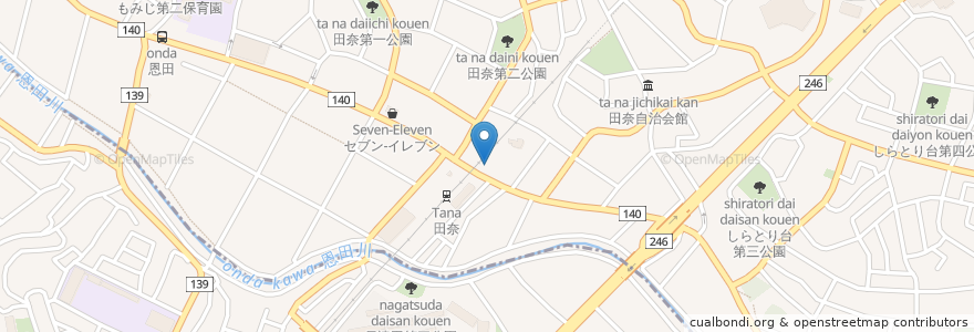 Mapa de ubicacion de かじわら田奈駅前こどもクリニック en Japón, Prefectura De Kanagawa, Yokohama, 緑区, 青葉区.