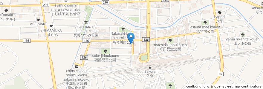 Mapa de ubicacion de 歩歩歩 en 일본, 지바현, 佐倉市.