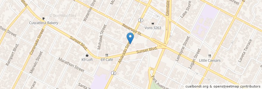 Mapa de ubicacion de Echo Park Film Center en アメリカ合衆国, カリフォルニア州, Los Angeles County, ロサンゼルス.