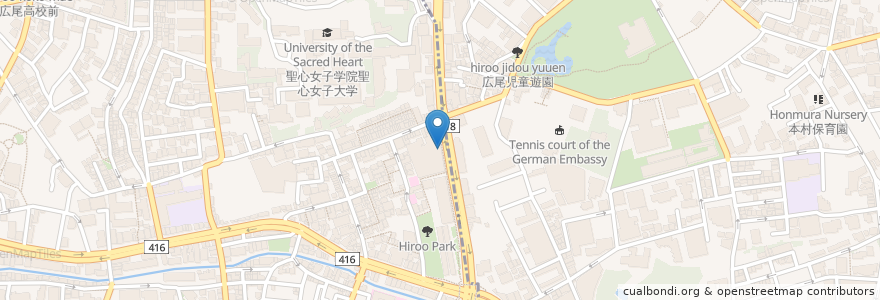 Mapa de ubicacion de MAX BRENNER CHOCOLATE BAR en Japan, Tokio, 港区, 広尾.