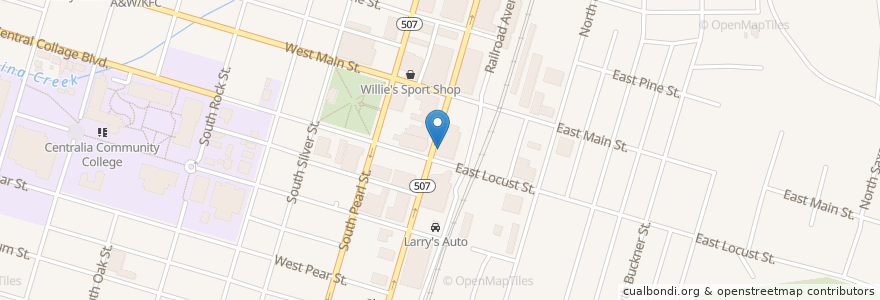 Mapa de ubicacion de The Station Coffee Bar & Bistro en 美利坚合众国/美利堅合眾國, 华盛顿州 / 華盛頓州, Lewis County, Centralia.