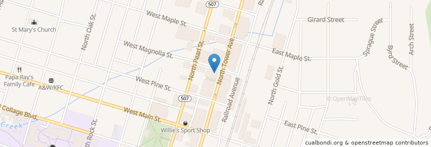 Mapa de ubicacion de O'Blarney's Irish Pub en 미국, 워싱턴, Lewis County, Centralia.