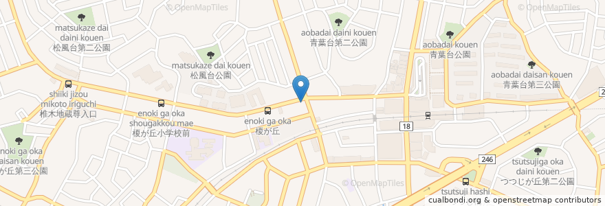 Mapa de ubicacion de 囲酒人（いーざと） en 일본, 가나가와현, 요코하마시, 青葉区.