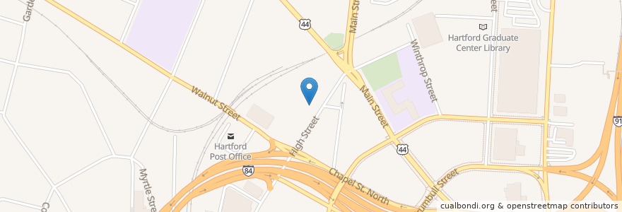 Mapa de ubicacion de Hartford Police Headquarters en アメリカ合衆国, コネチカット州, Hartford County, Hartford.
