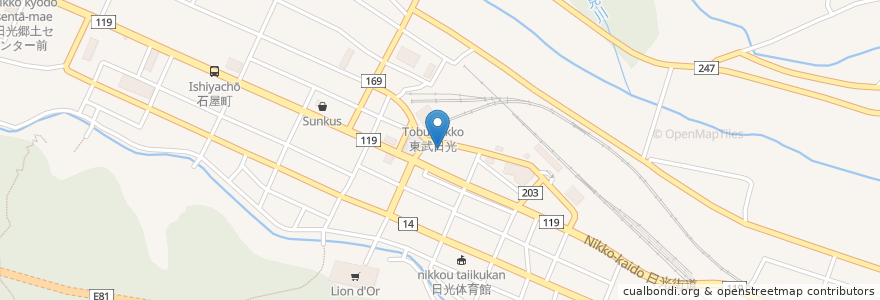 Mapa de ubicacion de 日産レンタカー en 日本, 栃木県, 日光市.
