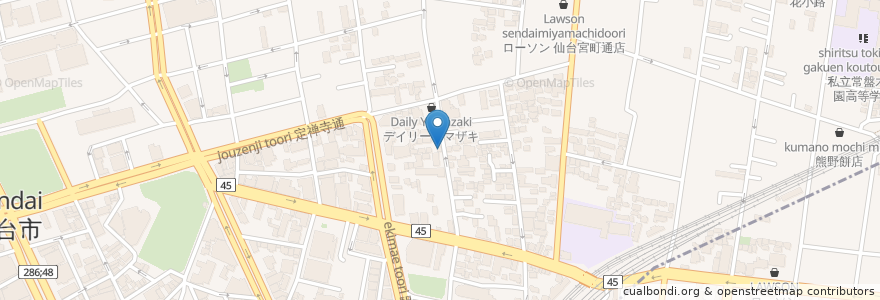 Mapa de ubicacion de Sweet Spice Asano en 日本, 宫城县, 仙台市, 青葉区.