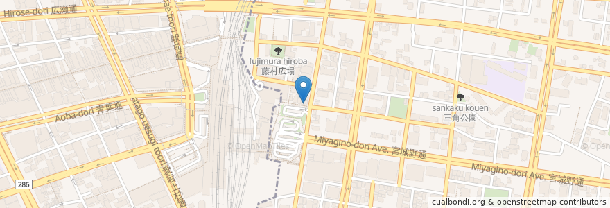 Mapa de ubicacion de まる福 en Giappone, 宮城県, 仙台市, 青葉区, 宮城野区.