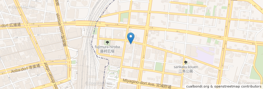 Mapa de ubicacion de 酒彩人想庵 en Japonya, 宮城県, 仙台市, 青葉区, 宮城野区.