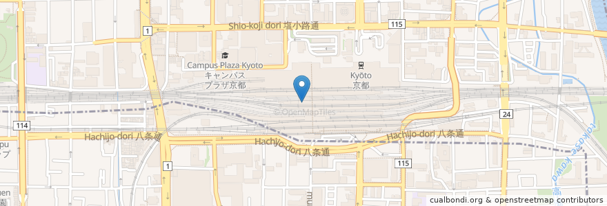 Mapa de ubicacion de Nakamura Tokichi, Kyoto Station Store en Japonya, 京都府, 京都市, 下京区.