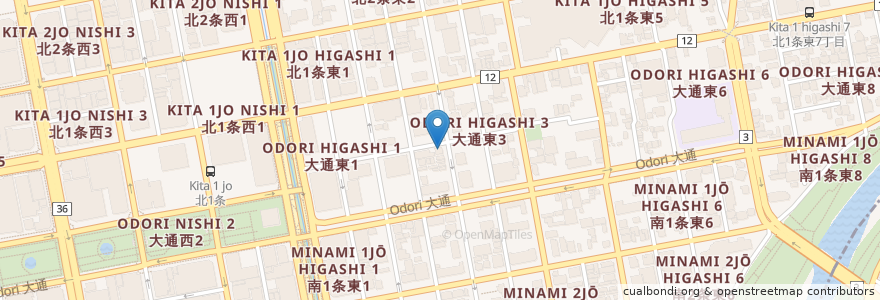 Mapa de ubicacion de マーシュ亭 en 日本, 北海道, 石狩振興局, 札幌市, 中央区.
