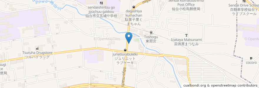 Mapa de ubicacion de 清水屋本店 en Japan, Miyagi Prefecture, Sendai, Aoba Ward.