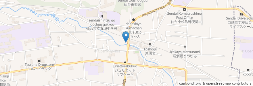 Mapa de ubicacion de 焼肉海鮮Tetsujin en Japão, 宮城県, 仙台市, 青葉区.