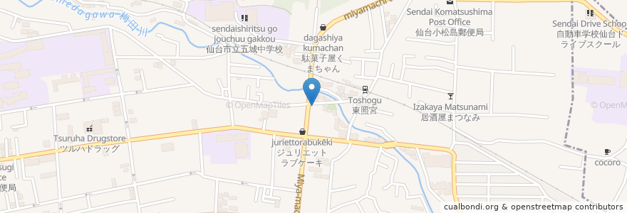 Mapa de ubicacion de ときわ亭 東照宮店 en 日本, 宫城县, 仙台市, 青葉区.