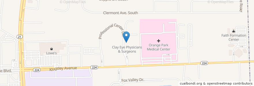 Mapa de ubicacion de Clay Eye Physicians & Surgeons en الولايات المتّحدة الأمريكيّة, فلوريدا, Clay County.