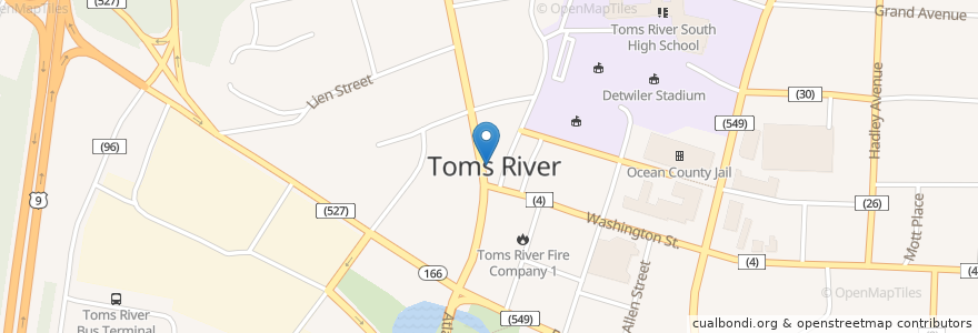 Mapa de ubicacion de A Thyme For All Seasons en Verenigde Staten, New Jersey, Ocean County, Toms River.