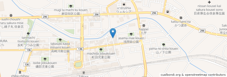 Mapa de ubicacion de さかえ en 日本, 千葉県, 佐倉市.