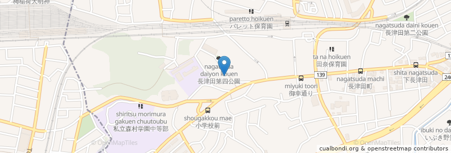 Mapa de ubicacion de 大石稲荷社 en Japón, Prefectura De Kanagawa, Yokohama, 緑区.