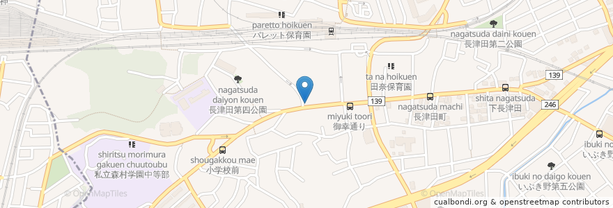 Mapa de ubicacion de コボルバ en Japonya, 神奈川県, 横浜市, 緑区.