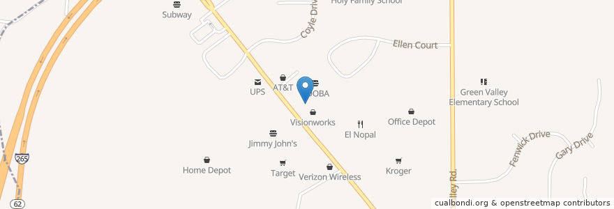 Mapa de ubicacion de Bob Evans en Amerika Syarikat, Indiana, Floyd County, New Albany.