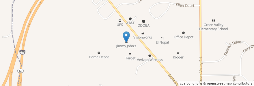 Mapa de ubicacion de Papa Murphy's en United States, Indiana, Floyd County, New Albany.
