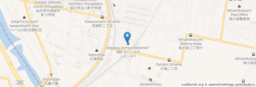 Mapa de ubicacion de 消防コミュニティセンター en ژاپن, 宮城県, 仙台市, 若林区.
