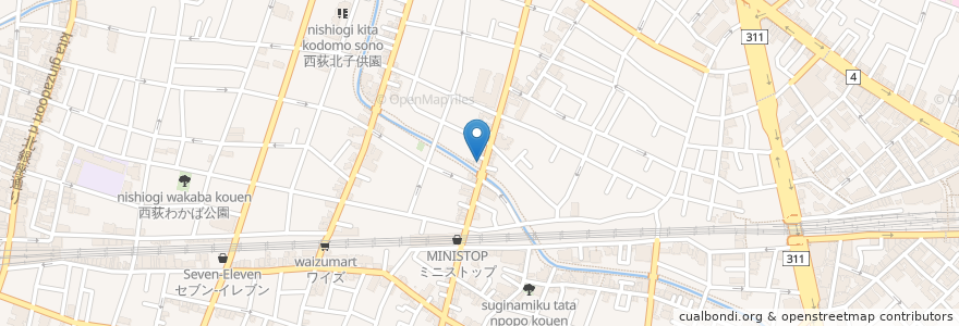 Mapa de ubicacion de 河合内科 en اليابان, 東京都, 杉並区.