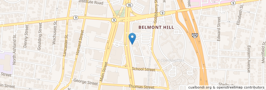 Mapa de ubicacion de Maxwell Silverman's Tool House en Verenigde Staten, Massachusetts, Worcester County, Worcester.