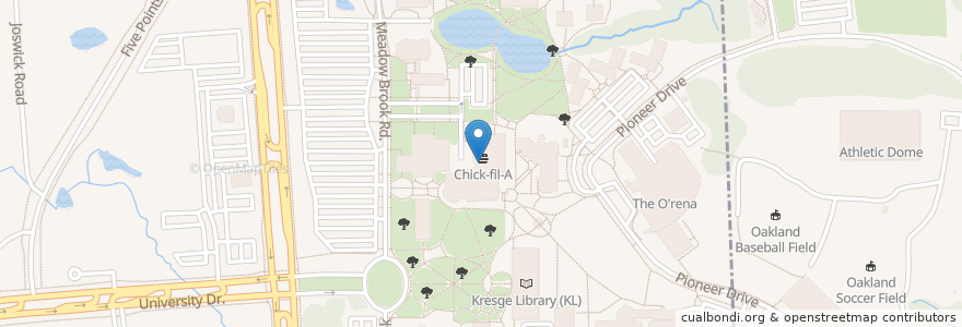 Mapa de ubicacion de Chick-fil-A en Estados Unidos De América, Míchigan, Oakland County, Auburn Hills.