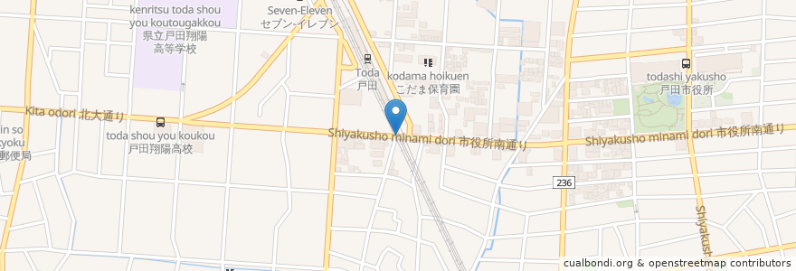 Mapa de ubicacion de おやすみ処 en Japonya, 埼玉県, 戸田市.
